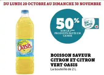 Hyper U Boisson saveur citron et citron vert oasis offre