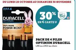 Hyper U PACK DE 4 PILES OPTIMUM DURACELL offre