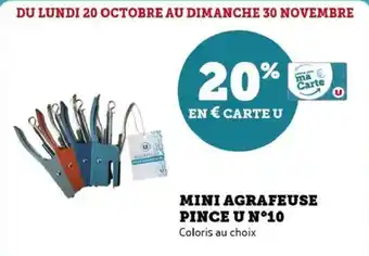 Hyper U Mini agrafeuse pince u n°10 offre