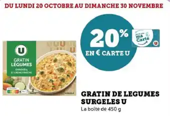 Hyper U Gratin de legumes surgeles u offre