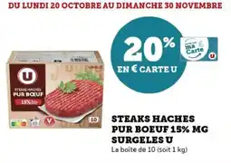Hyper U Steaks haches pur boeuf 15% mg surgeles u offre