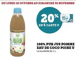 Hyper U 100% pur jus pomme eau de coco poire u offre