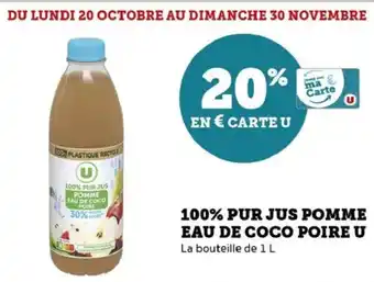 Hyper U 100 pur jus pomme eau de coco poire u offre