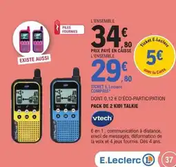 E.Leclerc Pack de 2 kidi talkie offre