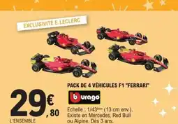 E.Leclerc Pack de 4 véhicules f1 ferrari offre