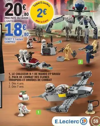 E.Leclerc Le chasseur n-1 de mando et grogu, pack de combat des clones offre