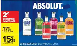 Carrefour Vodka ABSOLUT Blue 40% vol., 70 cl offre