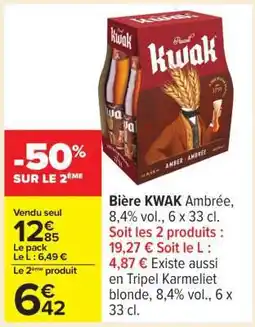 Carrefour Bière KWAK Ambrée offre