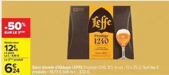 Carrefour Bière blonde d'Abbaye LEFFE Prestige 1240 offre