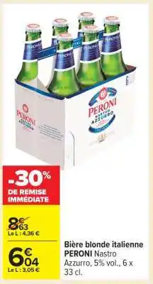 Carrefour Bière blonde italienne PERONI Nastro Azzurro offre
