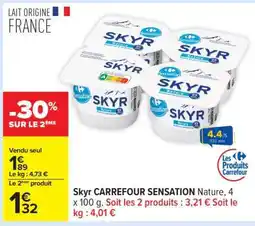Carrefour Skyr CARREFOUR SENSATION Nature, 4 x 100 g offre