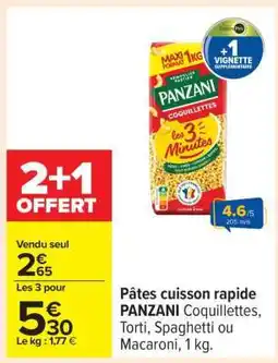 Carrefour Pâtes Cuisson Rapide 'Panzani' offre