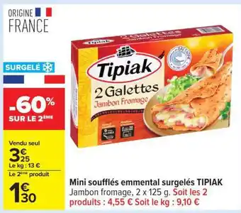 Carrefour Mini soufflés emmental surgelés TIPIAK offre