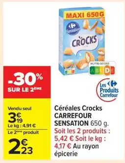 Carrefour Céréales Crocks CARREFOUR SENSATION 650 g offre