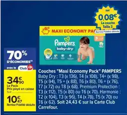 Carrefour Couches Maxi Economy Pack PAMPERS offre
