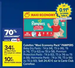 Carrefour Culottes Maxi Economy Pack PAMPERS offre