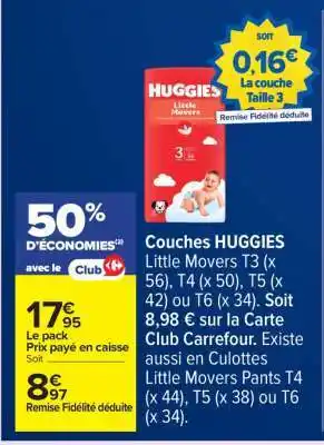 Carrefour Couches HUGGIES Little Movers offre