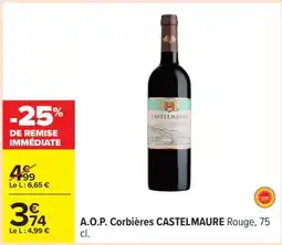 Carrefour A.O.P. Corbières CASTELMAURE Rouge, 75 cl offre