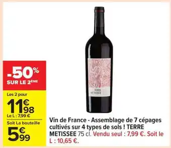 Carrefour TERRE METISSEE 75 cl offre