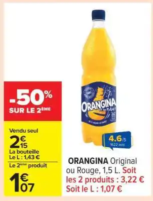 Carrefour ORANGINA Original ou Rouge, 1,5 L offre