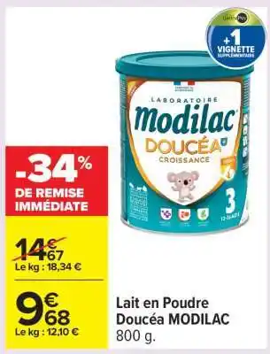 Carrefour Lait en Poudre Doucéa MODILAC offre