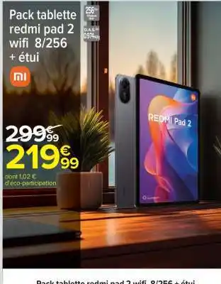 Carrefour Pack tablette redmi pad 2 wifi 8/256 + étui offre