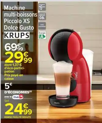 Carrefour Machine multi-boissons Piccolo XS Dolce Gusto KRUPS offre