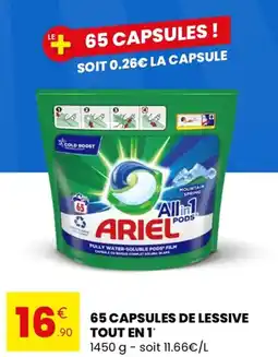 Stokomani ARIEL 65 capsules de lessive tout en 1° offre