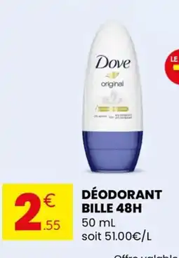 Stokomani DOVE Déodorant bille 48h offre