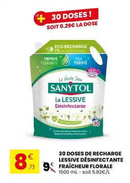 Stokomani SANYTOL 30 doses de recharge lessive désinfectante fraîcheur florale offre