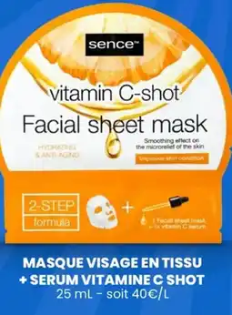 Stokomani SENCE Masque visage en tissu + serum vitamine c shot offre