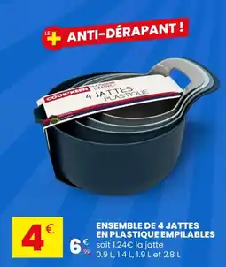 Stokomani Ensemble de 4 jattes en plastique empilables offre