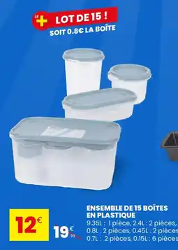 Stokomani Ensemble de 15 boîtes en plastique offre