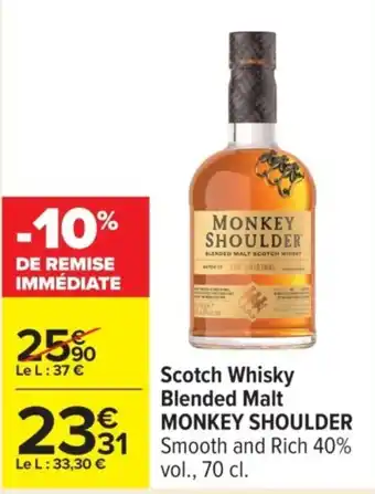 Carrefour MONKEY SHOULDER Scotch Whisky Blended Malt offre