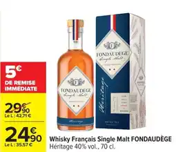 Carrefour FONDAUDÈGE Whisky Français Single Malt offre
