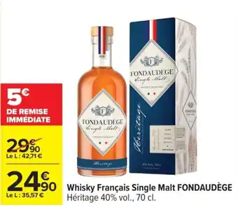 Carrefour FONDAUDÈGE Whisky Français Single Malt offre