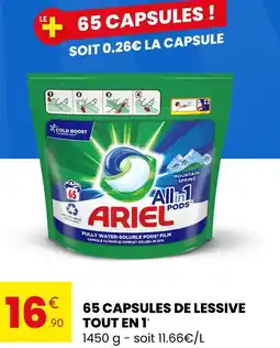 Stokomani ARIEL 65 capsules de lessive tout en 1 offre