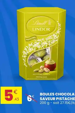 Stokomani LINDT Lindor Boules Chocolat Saveur Pistache offre