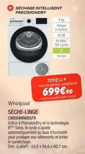 Extra Whirlpool - sèche-linge cwb844wwsbfr offre