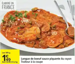 Carrefour Langue de boeuf sauce piquante offre