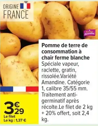 Carrefour Pomme de terre de consommation à chair ferme blanche offre