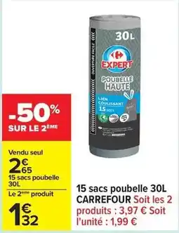 Carrefour Carrefour - 15 sacs poubelle 30l offre
