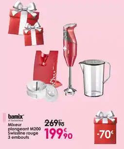 Culinarion Bamix - mixeur plongeant m200 swissline rouge 3 embouts offre