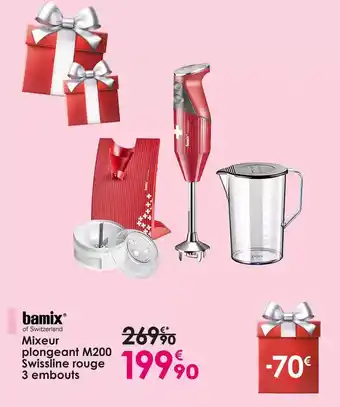 Bamix - mixeur plongeant m200 swissline rouge 3 embouts