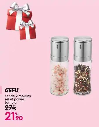 Gefu - set de 2 moulins sel et poivre lamola