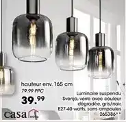 Möbel Martin Casa nova - luminaire suspendu svenja, verre avec couleur dégradée, gris/noir offre