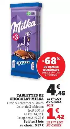 Maximarché Milka - tablettes de chocolat offre