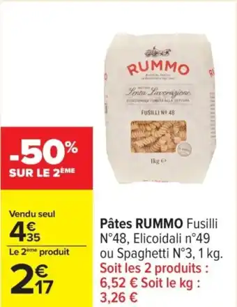 Carrefour RUMMO Pâtes offre