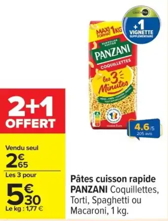 Carrefour PANZANI Pâtes cuisson rapide offre
