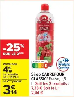 Carrefour Sirop carrefour classic offre
